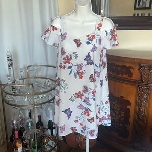 🌻 🐞🦋TIMING Sweets Cream Floral & butterflies,ladybugs Off-the-Shoulder Dress